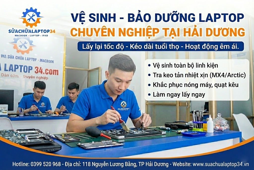 Vệ sinh bảo dưỡng laptop tại Hải Dương giá rẻ